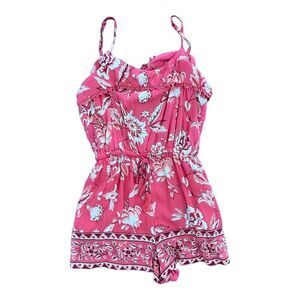 Angie Girls Size X-Large Pink Floral Romper NWT